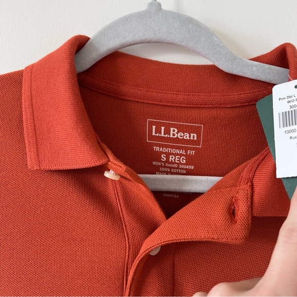 L.L. Bean Double L Long Sleeve Polo small red nwt cotton traditional fit - Picture 3 of 5